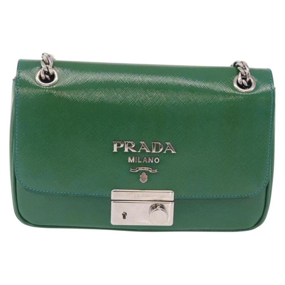 Prada Sound Chain Saffiano Leather Green Leather Shoulder Bag Bag